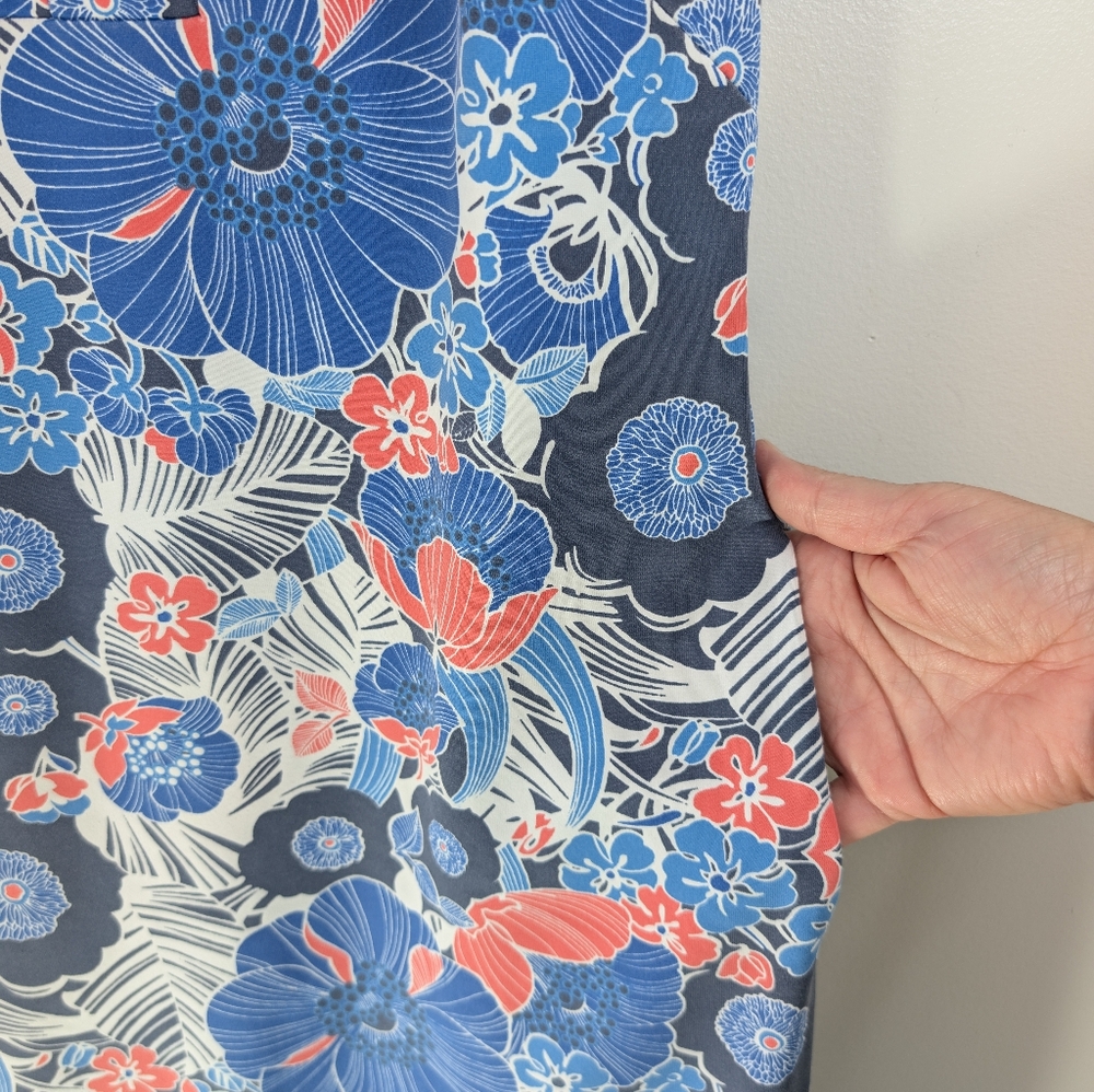 Sunset & Sweet Tea Floral Sleeveless Dress - Blue and Red Size Small - Picture 5 of 9